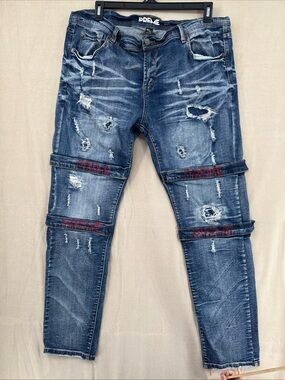 PREME Distressed Men's Blue Denim Jeans